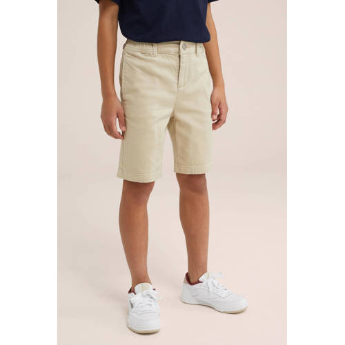 WE Fashion tapered fit chino short zand Korte broek Beige Jongens Katoen 116