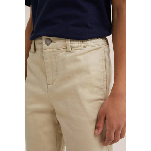 WE Fashion tapered fit chino short zand Korte broek Beige Jongens Katoen 116