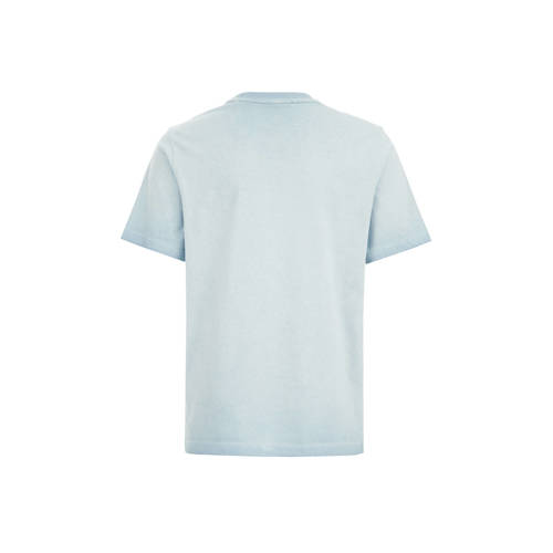 WE Fashion T-shirt met printopdruk lichtblauw Jongens Katoen Ronde hals 110 116