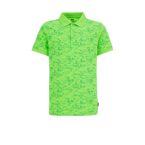 WE Fashion polo met all over print groen Jongens Polyester Polokraag All over print