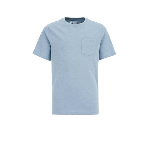WE Fashion T-shirt grijsblauw Jongens Biologisch katoen Ronde hals Effen