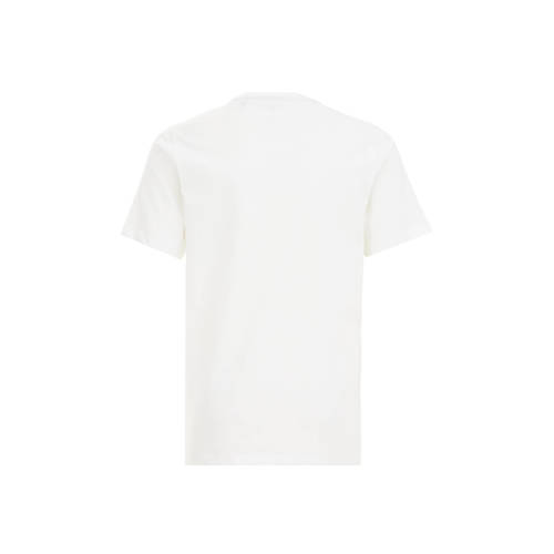 WE Fashion T-shirt met printopdruk wit groen Jongens Katoen Ronde hals 98 104