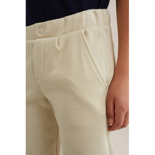 WE Fashion slim fit broek beige Jongens Katoen Effen 104