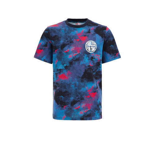WE Fashion T-shirt met all over print multicolor Jongens Biologisch katoen Ronde hals