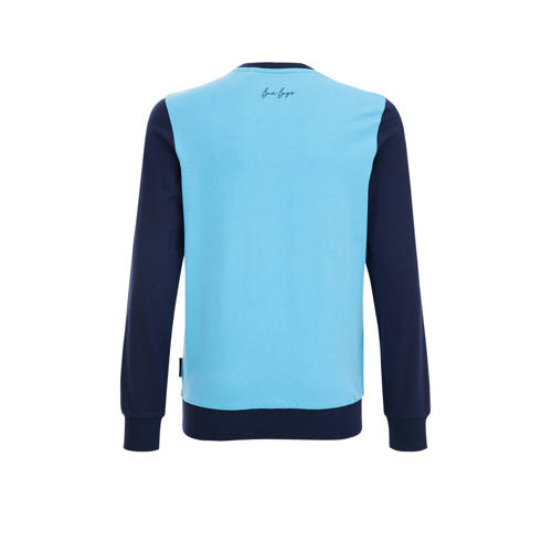 WE Fashion longsleeve blauw donkerblauw Jongens Katoen Ronde hals Meerkleurig 110 116