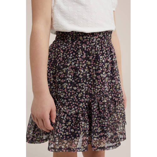 WE Fashion gebloemde rok multicolor Meisjes Gerecycled polyester Bloemen 92