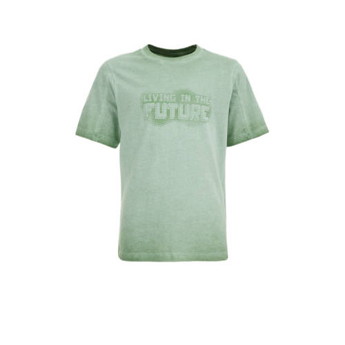 WE Fashion T-shirt met printopdruk ivy green Groen Jongens Katoen Ronde hals