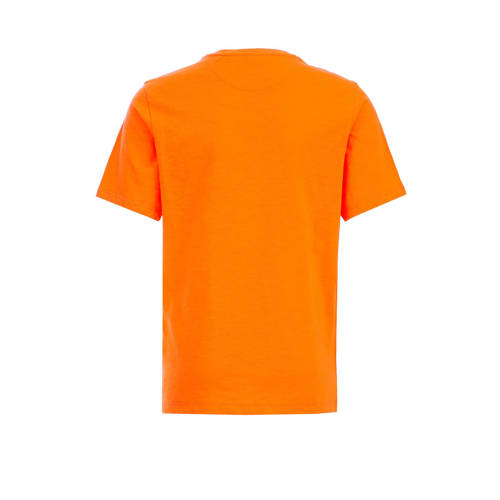 WE Fashion T-shirt oranje Jongens Biologisch katoen Ronde hals Effen 92