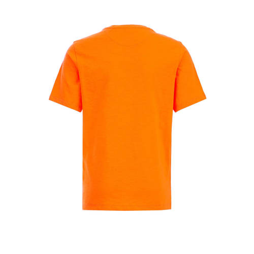 WE Fashion T-shirt oranje Jongens Biologisch katoen Ronde hals Effen 110 116