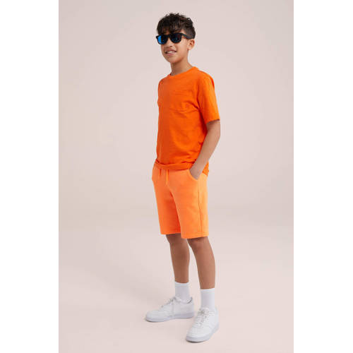 WE Fashion T-shirt oranje Jongens Katoen Ronde hals Effen 92