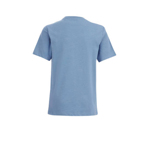 WE Fashion T-shirt grijsblauw Jongens Stretchkatoen Ronde hals Effen 110 116