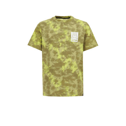 WE Fashion tie-dye T-shirt groen Jongens Katoen Ronde hals Tie-dye