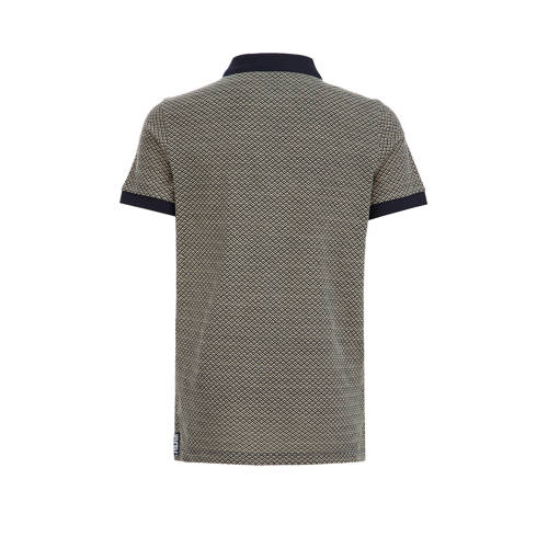 WE Fashion polo met all over print donkerblauw Jongens Katoen Polokraag 98 104