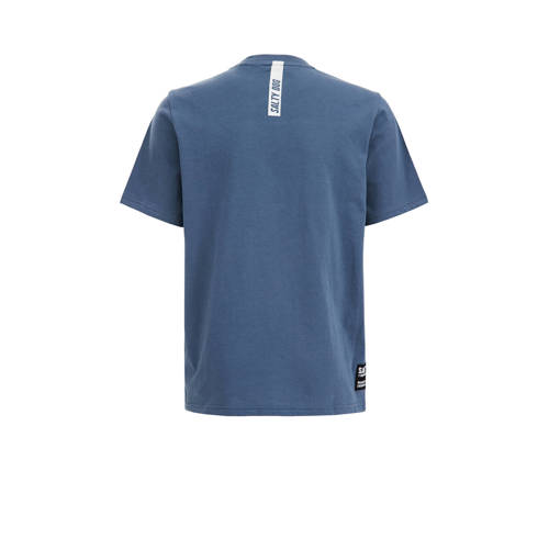 WE Fashion T-shirt blauw Jongens Katoen Ronde hals Effen 110 116