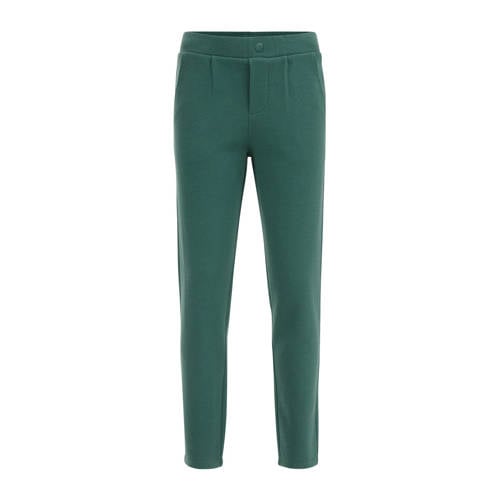 WE Fashion slim fit broek groen Jongens Katoen Effen - 104