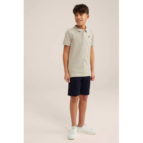 WE Fashion polo beige Jongens Katoen Polokraag Effen 92