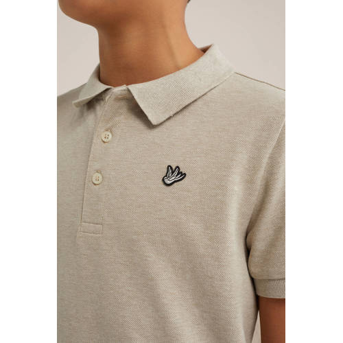 WE Fashion polo beige Jongens Katoen Polokraag Effen 92