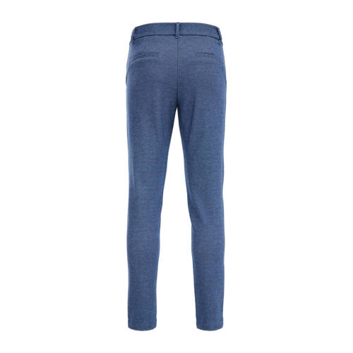 WE Fashion gemêleerde slim fit broek blauw Jongens Polyester Melée 104