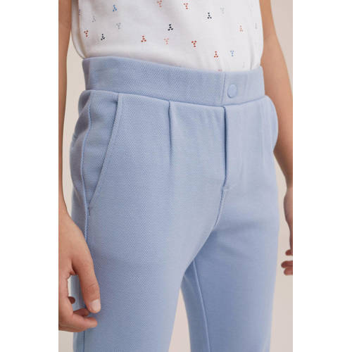 WE Fashion slim fit broek lichtblauw Jongens Katoen Effen 92