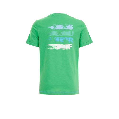 WE Fashion T-shirt met backprint groen Jongens Biologisch katoen Ronde hals 110 116