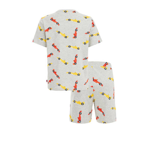 WE Fashion shortama met all over print grijs Jongens Stretchkatoen Ronde hals 92