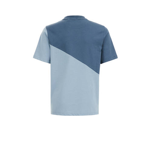 WE Fashion T-shirt grijsblauw Jongens Katoen Ronde hals Meerkleurig 110 116
