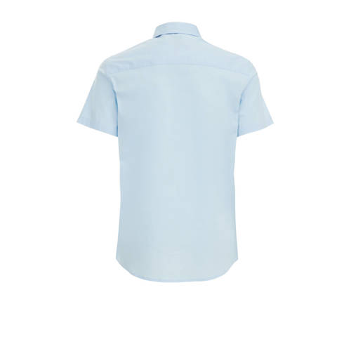 WE Fashion overhemd lichtblauw Jongens Stretchkatoen Klassieke kraag Effen 110 116