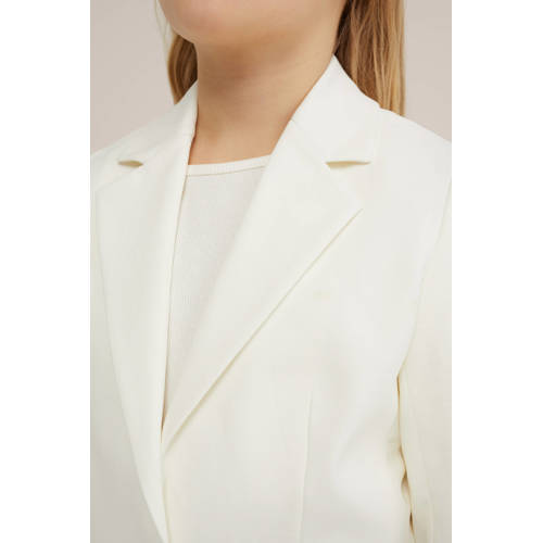 WE Fashion blazer wit Meisjes Stretchkatoen V-hals Effen 98 104