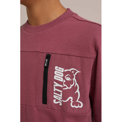 WE Fashion T-shirt Roze Jongens Katoen Ronde hals Effen 170 176