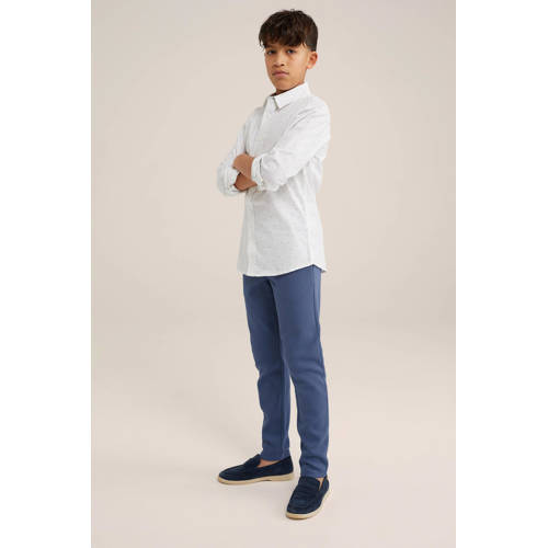WE Fashion slim fit broek blauw Jongens Katoen Effen 92