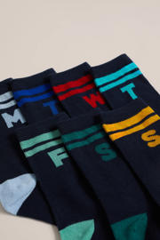 thumbnail: WE Fashion WE Fashion sokken - set van 7 donkerblauw/multicolor