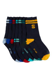 thumbnail: WE Fashion WE Fashion sokken - set van 7 donkerblauw/multicolor