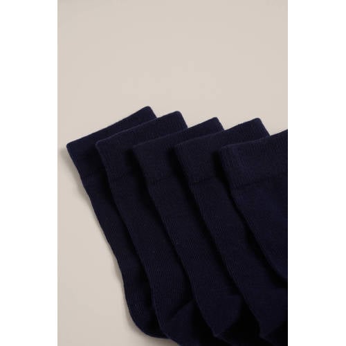 WE Fashion sokken set van 5 donkerblauw Jongens Katoen Effen 27 30
