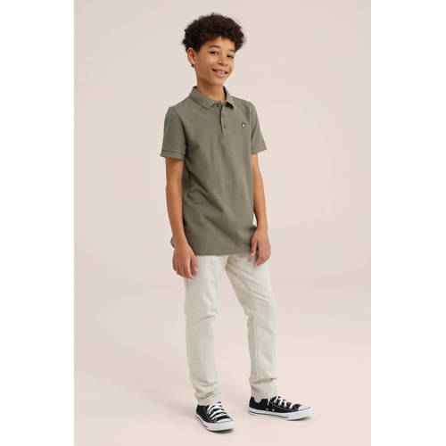 WE Fashion polo kaki Groen Jongens Katoen Polokraag Effen 92