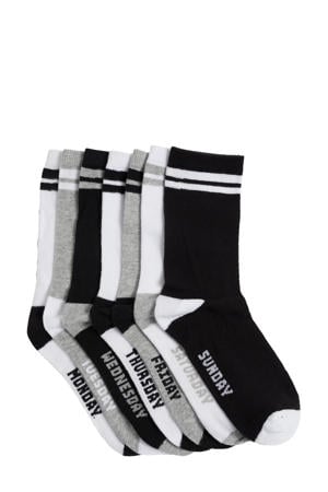 WE Fashion sokken - set van 7 zwart/wit/grijs