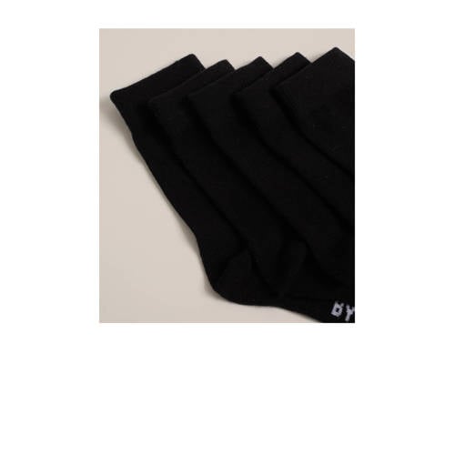 WE Fashion sokken set van 5 zwart Jongens Katoen Effen 35 38