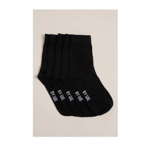 WE Fashion sokken - set van 5 zwart Jongens Biologisch katoen Effen