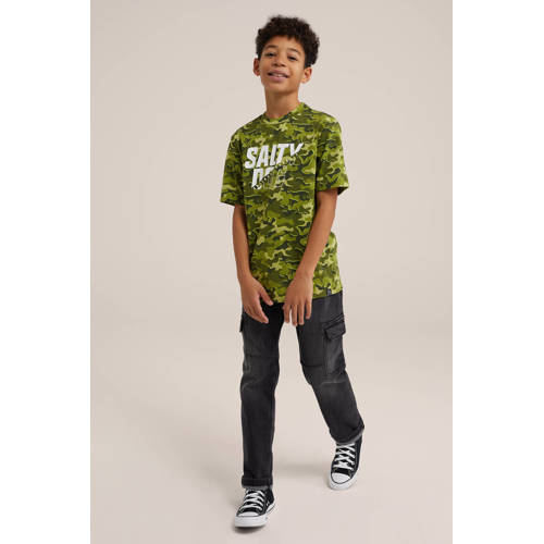 WE Fashion T-shirt met all over print groen Jongens Katoen Ronde hals All over print 110 116
