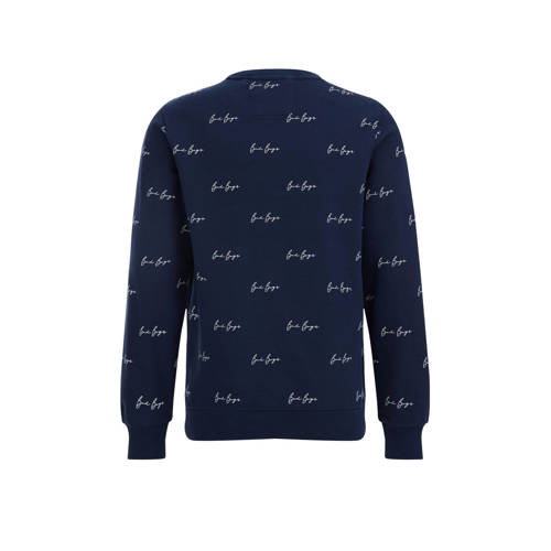 WE Fashion sweater met all over print donkerblauw All over print 110 116