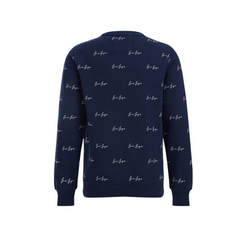 WE Fashion sweater met all over print donkerblauw All over print 98 104