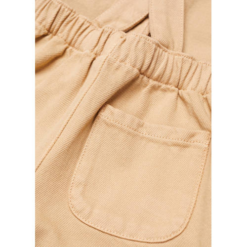 Mango Kids tuinbroek pastelbruin Meisjes Denim Vierkante hals Effen 86