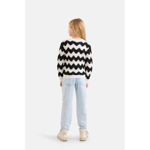 Shoeby trui met grafische print zwart wit Meisjes Acryl Ronde hals Grafisch 98 104