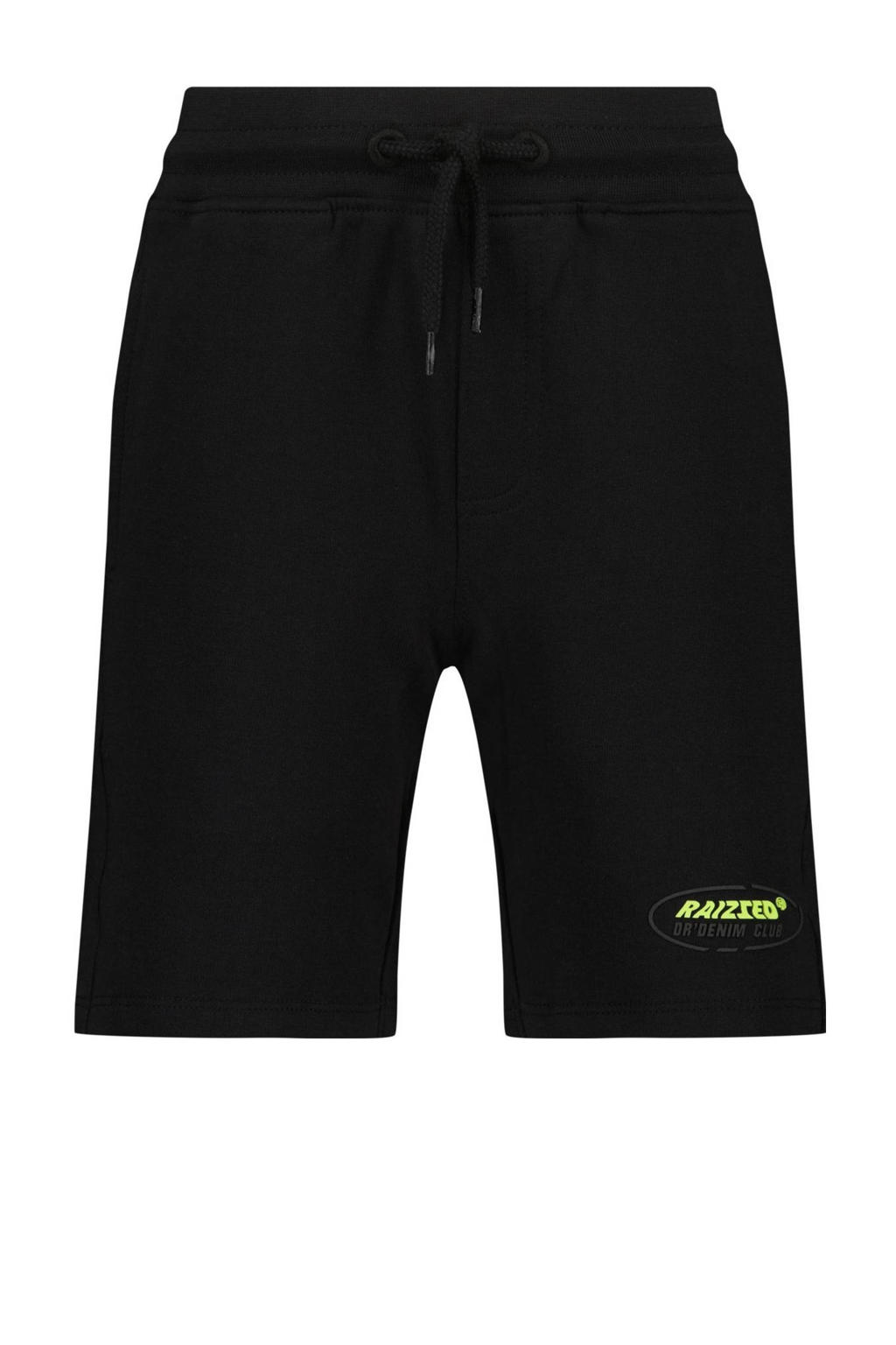 Zwarte jongens Raizzed regular fit sweatshort Rallingthon van katoen met elastische tailleband met koord en effen