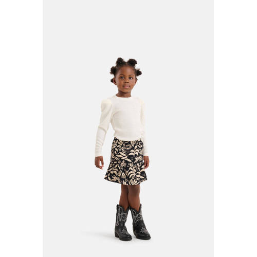 Shoeby rok met grafische print zwart beige Meisjes Polyester Grafisch 110 116