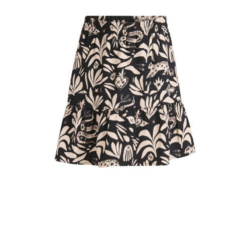 Shoeby rok met grafische print zwart/beige Meisjes Polyester Grafisch