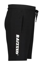 thumbnail: Zwarte jongens Raizzed sweatshort Djordy met elastische tailleband met koord en logo dessin