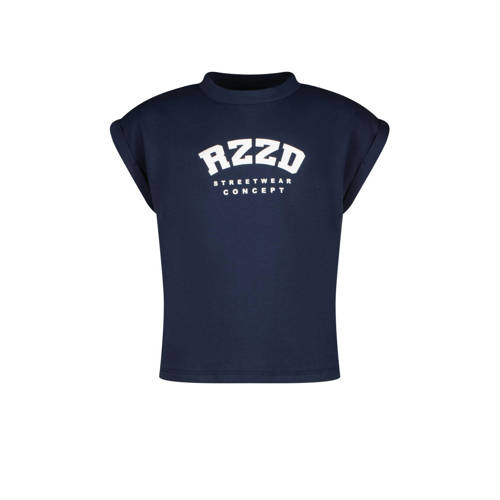 Raizzed T-shirt Merena met logo donkerblauw Meisjes Katoen Ronde hals Logo