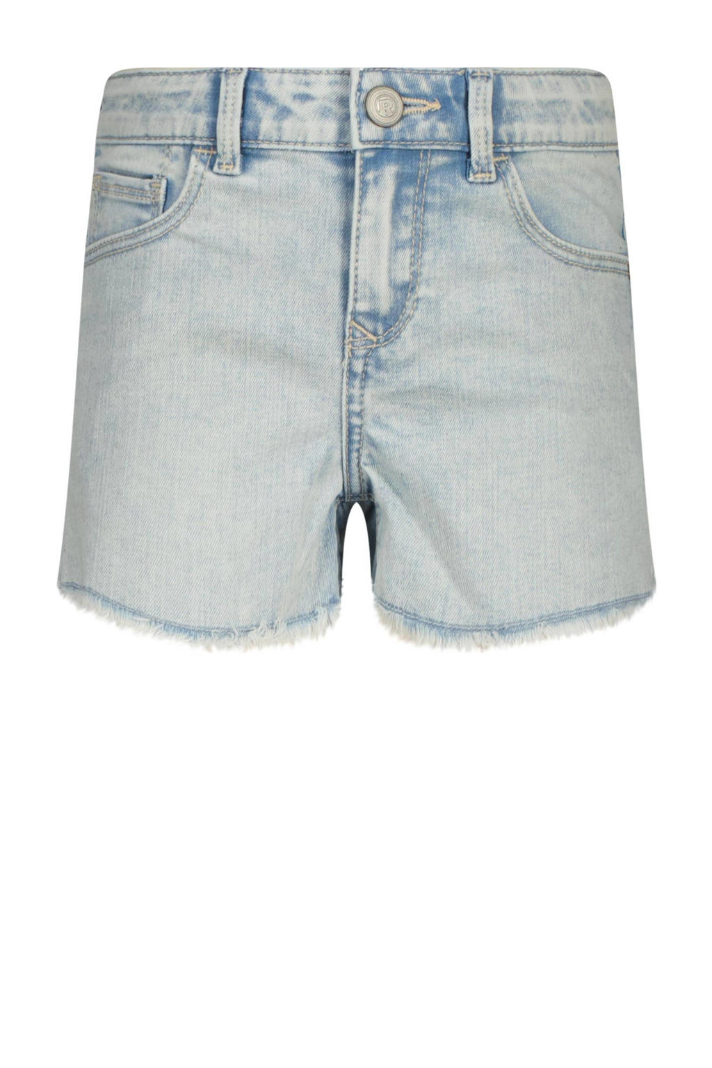Light blue denim meisjes Raizzed short Louisiana stone van stretchdenim met rits- en knoopsluiting en effen