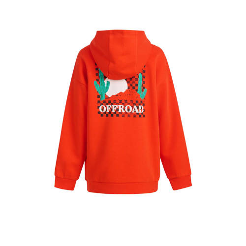 Shoeby hoodie met backprint darkorange Sweater Oranje Backprint 134 140