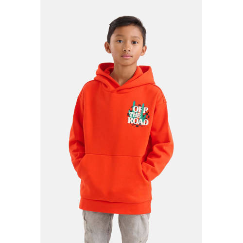 Shoeby hoodie met backprint darkorange Sweater Oranje Backprint 134 140